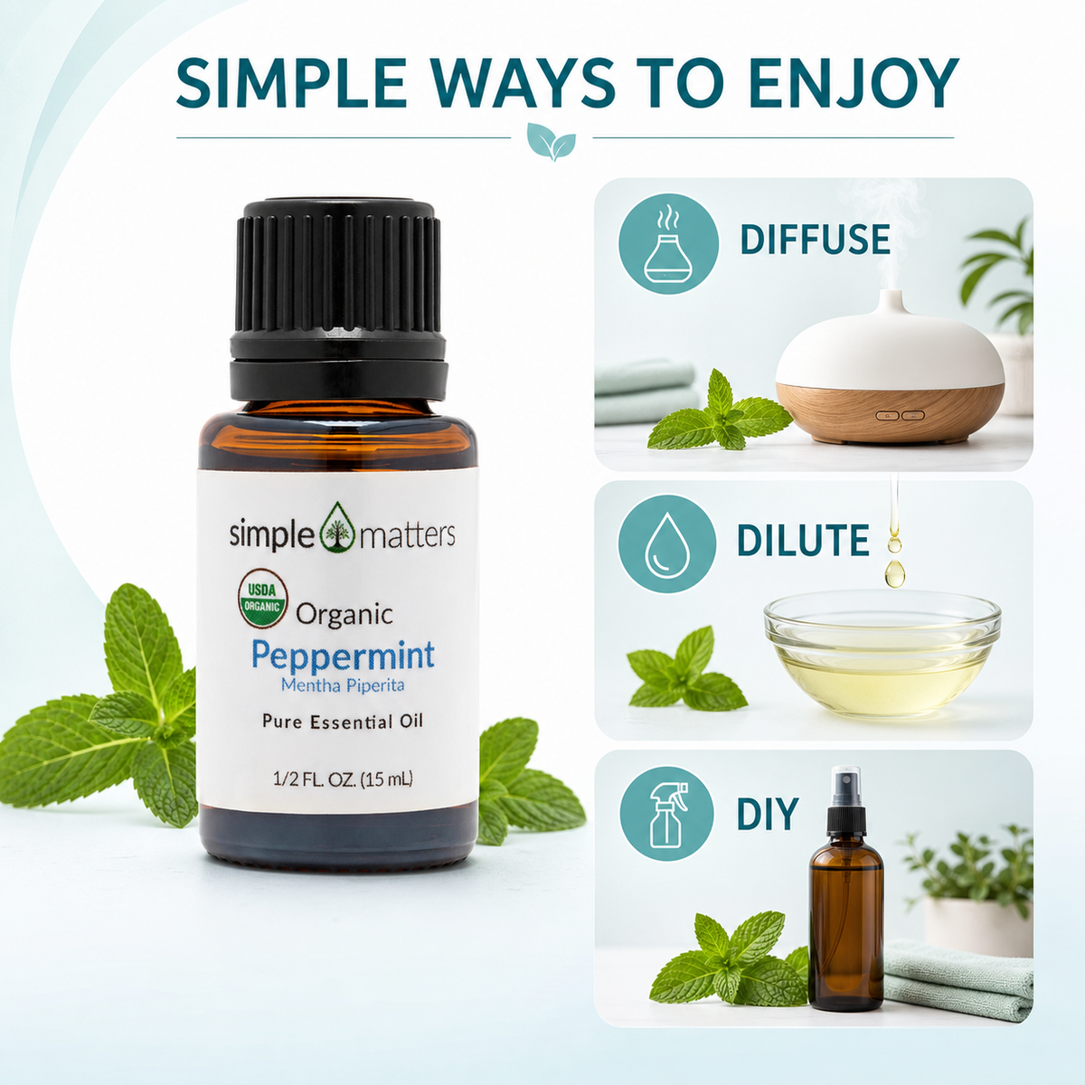 Peppermint Organic Essential Oil - 15 mL